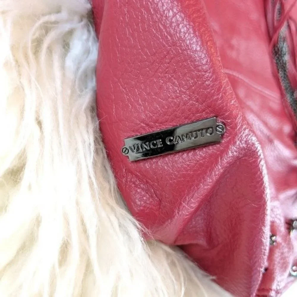 Vince Camuto Purse womens Large Red Leather Tassel Hobo Bag city life office lux